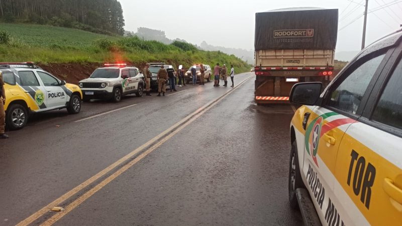 Empresa identifica o crime de estelionato, aciona a pol&iacute;cia que localiza a carga avaliada em R$ 100 mil – Foto: Pol&iacute;cia Militar Rodovi&aacute;ria/Divulga&ccedil;&atilde;o/ND
