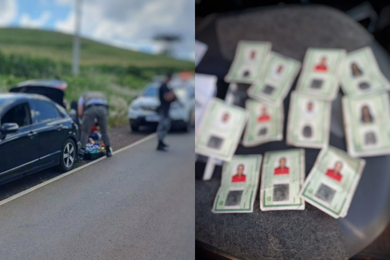 O suspeito estaria tentando sacar valores de FGTS em Chapec&oacute;. &mdash; Foto: Pol&iacute;cia Militar/Reprodu&ccedil;&atilde;o/ND