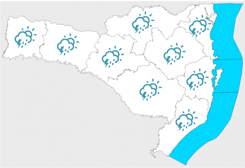 As instabilidades voltam a ganhar força entre a tarde e a noite, provocando temporais isolados em Santa Catarina. &#8211; Foto: Defesa Civil/Divulgação/ND