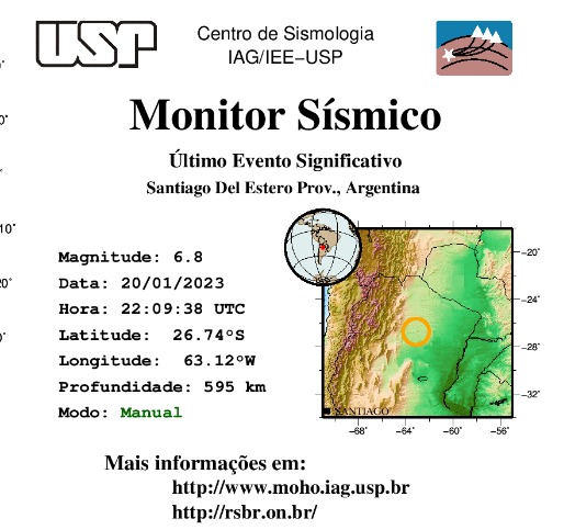 Monitor s&iacute;smico da USP registrou o terremoto na prov&iacute;ncia argentina – Foto: Divulga&ccedil;&atilde;o/USP/ND