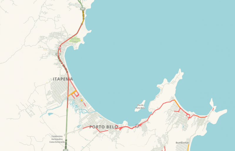 Trechos que passam por Itapema e tamb&eacute;m em Porto Belo requerem aten&ccedil;&atilde;o – Foto: Waze/Divulga&ccedil;&atilde;o/ND