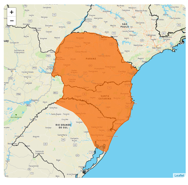 Alerta do INMET abrange todo o estado de Santa Catarina – Foto: INMET/Reprodu&ccedil;&atilde;o/ND
