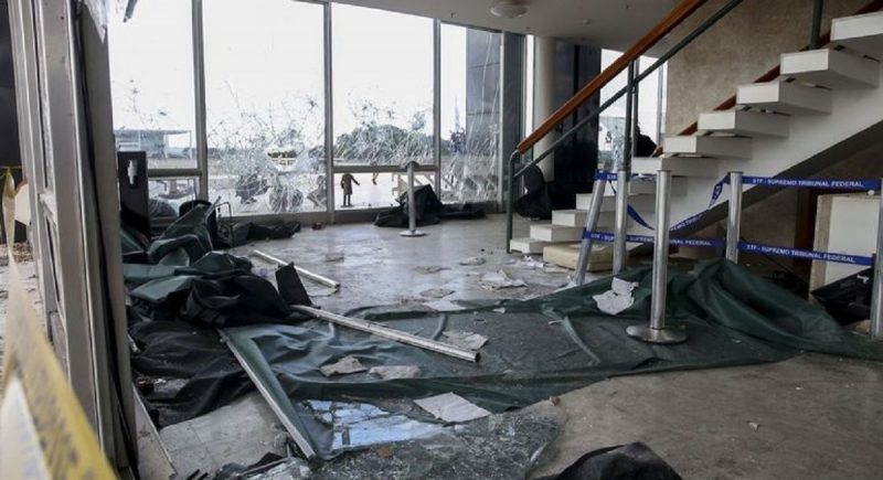 Estragos e preju&iacute;zos no STF ap&oacute;s invas&atilde;o de manifestantes no &uacute;ltimo domingo (8) – Foto: VALTER CAMPANATO/ AG&Ecirc;NCIA BRASIL