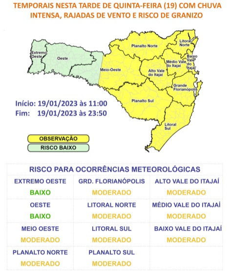 Aviso Defesa Civil – Foto: DCSC/Divulga&ccedil;&atilde;o/ND