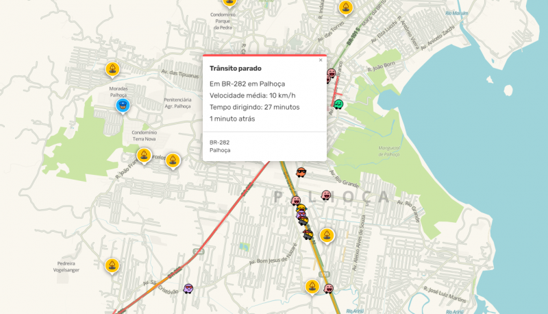 Quem chega na Grande Florian&oacute;polis enfrentar&aacute; transito lento nesta manh&atilde; de s&aacute;bado (7) – Foto: Waze/Divulga&ccedil;&atilde;o/ND