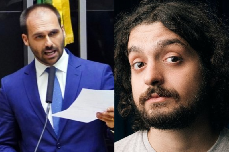 Eduardo Bolsonaro rebate publica&ccedil;&atilde;o feita pelo influenciador Monark na internet – Foto: Montagem/ND