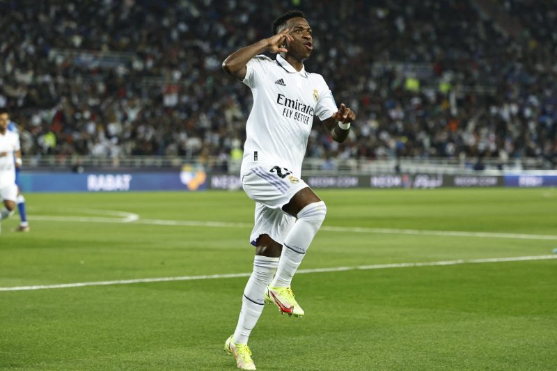 Vin&iacute;cius J&uacute;nior marcou dois para a equipe merengue – Foto: Khaled Desouki/AFP/ND