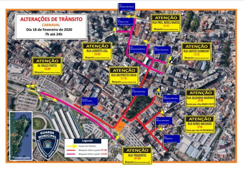 Imagem mostra altera&ccedil;&otilde;es de tr&acirc;nsito no s&aacute;bado (18) – Foto: PMF/Divulga&ccedil;&atilde;o/ND