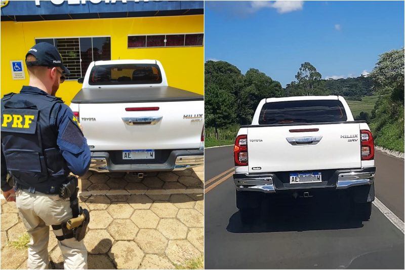 Autom&oacute;vel foi parado na BR-282 – Foto: PRF/ND