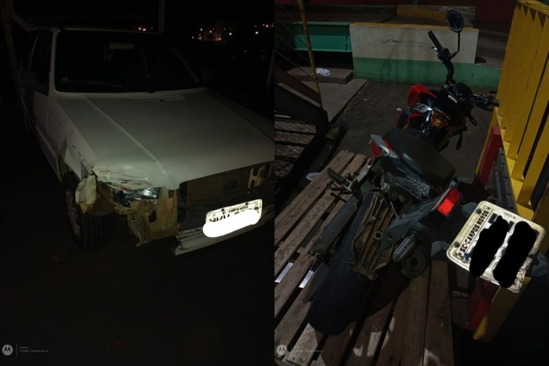 O motociclista ficou ferido ap&oacute;s uma colis&atilde;o com um carro em Campos Novos. &mdash; Foto: Corpo de Bombeiros/Reprodu&ccedil;&atilde;o/ND