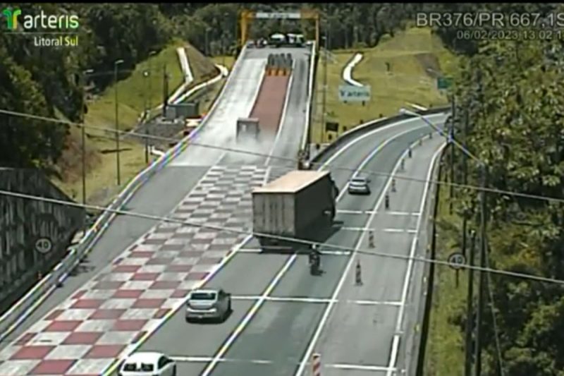 Motorista evitou acidente ao usar &aacute;rea de escape na BR-376 – Foto: Arteris/Divulga&ccedil;&atilde;o