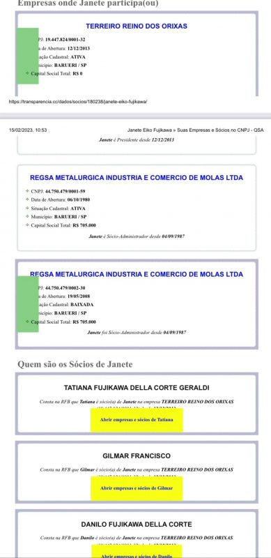 Registros de empresas em nome da empres&aacute;ria – Foto: Reprodu&ccedil;&atilde;o/ND