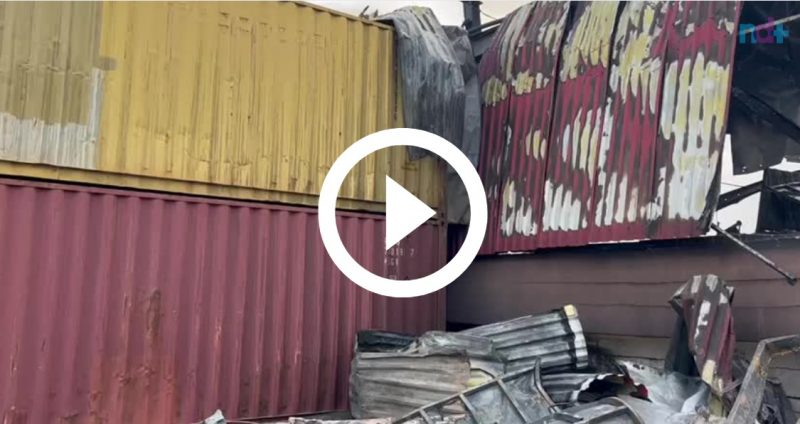 Mais de 600 mil litros de &aacute;gua j&aacute; foram usados em combate ao inc&ecirc;ndio em Brusque – Foto: Bombeiros Militar / Reprodu&ccedil;&atilde;o ND