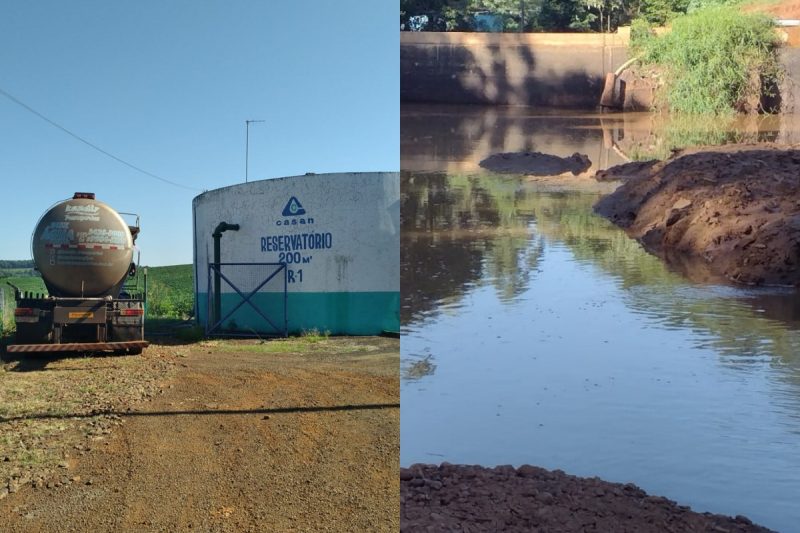 Os munic&iacute;pios do Oeste de Santa Catarina j&aacute; sentem os impactos da falta de chuva. &mdash; Foto: Casan/Reprodu&ccedil;&atilde;o/ND