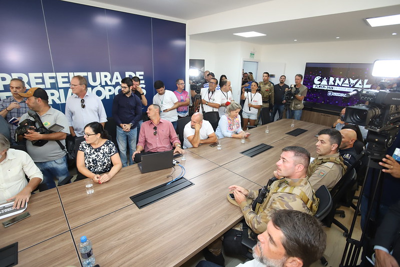 Coletiva de imprensa para balan&ccedil;o do Carnaval 2023 em Florian&oacute;polis – Foto: Pedro Perez/PMF/Divulga&ccedil;&atilde;o/ND