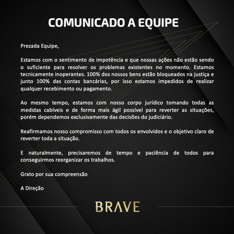 Empresa demitiu funcion&aacute;rios por e-mail ou telefone – Foto: Reprodu&ccedil;&atilde;o/RH Brave/ND