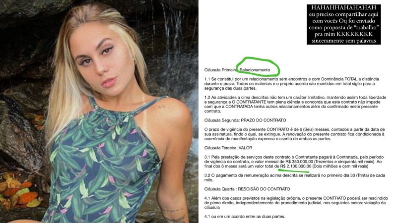 Influenciadora revela proposta milion&aacute;ria para manter namoro e choca web – Foto: Reprodu&ccedil;&atilde;o/Internet