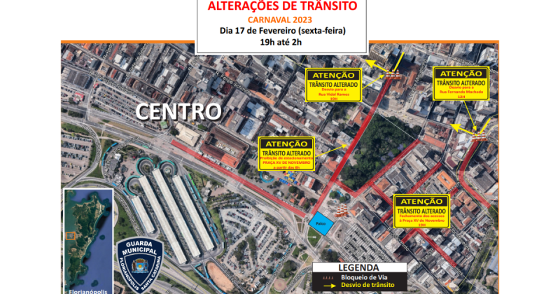 Mapa das altera&ccedil;&otilde;es no tr&acirc;nsito da Capital – Foto: GMF/Divulga&ccedil;&atilde;o/ND