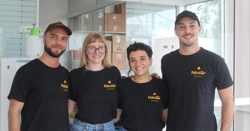 Da esquerda para direita, Dylan Telles, Giulia Scussel, Manoella Souza e Rodrigo Arnt – Foto: Thiago Keller/ND