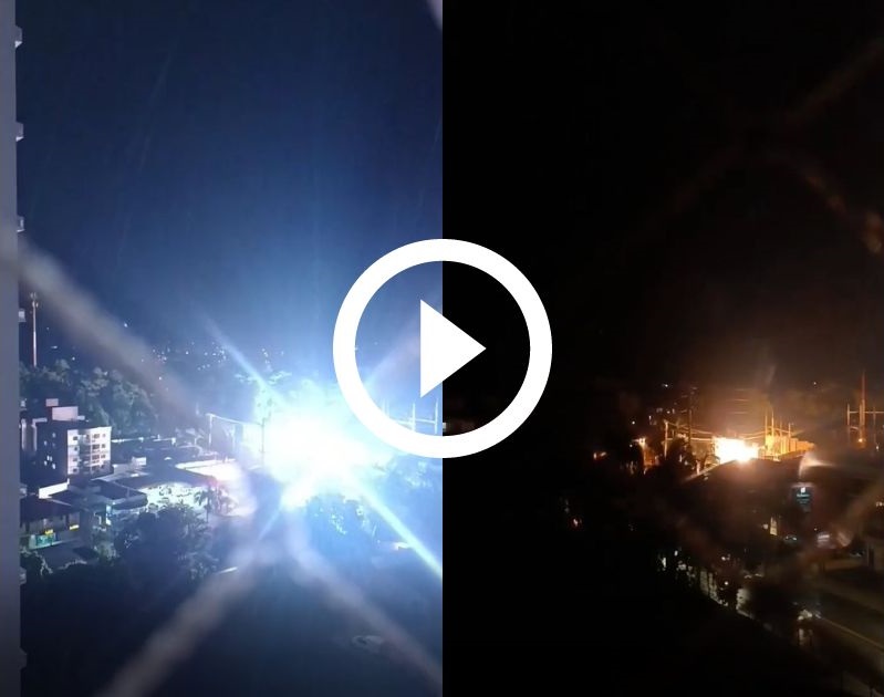 Problema na subesta&ccedil;&atilde;o da rua Divin&oacute;polis causou apag&atilde;o na noite desta ter&ccedil;a-feira (14) – Foto: Redes Sociais/Divulga&ccedil;&atilde;o/ND