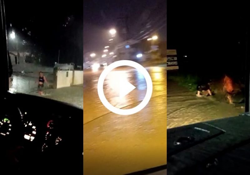 Chuva intensa inundou ruas de Ascurra e Rodeio – Foto: Divulga&ccedil;&atilde;o/Redes Sociais/ND