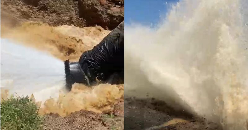 V&iacute;deos mostram o rompimento da adutora – Foto: C&oacute;pia de Foto frame de v&iacute;deo p Portal ND+ (96)