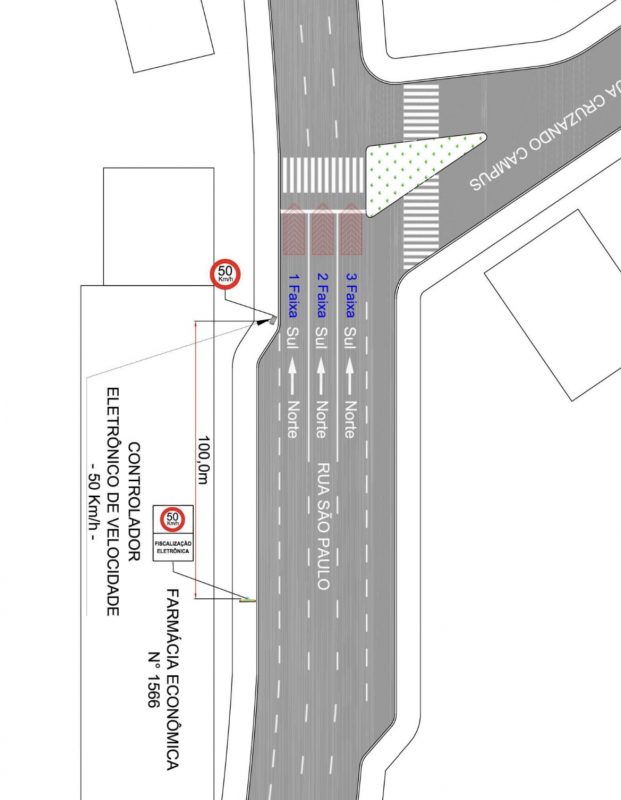 Trecho da Rua S&atilde;o Paulo em frente a Furb, onde jovem de 19 anos morreu atropelada ao lado do pai no ano passado, vai ter radar – Foto: Reprodu&ccedil;&atilde;o/Divulga&ccedil;&atilde;o/ND