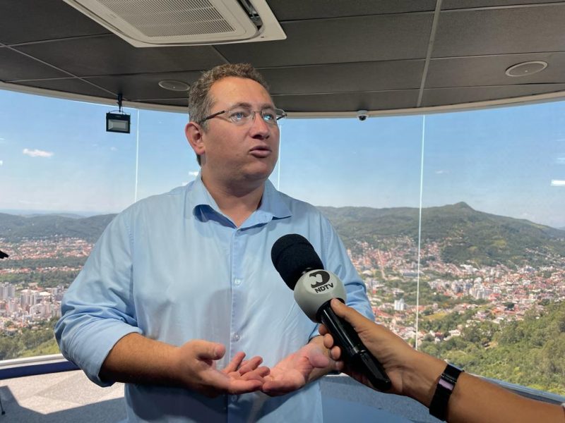 Prefeito de Palho&ccedil;a, Eduardo Freccia, em visita ao Grupo ND – Foto: Bruna Stroisch/NDTV