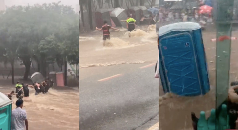Enxurrada provoca caos no desfile do Bloco Emo, em S&atilde;o Paulo – Foto: Twitter/Reprodu&ccedil;&atilde;o/ND