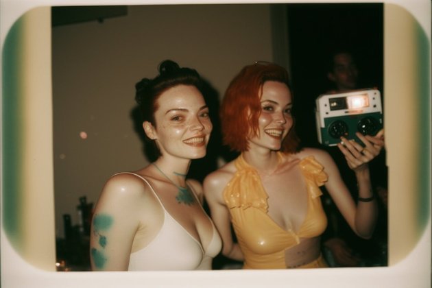 Algumas das “pessoas” possuem dedos demais, como é o caso dessas. Uma delas também tem uma tatuagem esquisita, enquanto o vestido da de amarelo simplesmente some em parte da barriga – Foto: Reprodução/Midjourney (via Twitter/@mileszim)