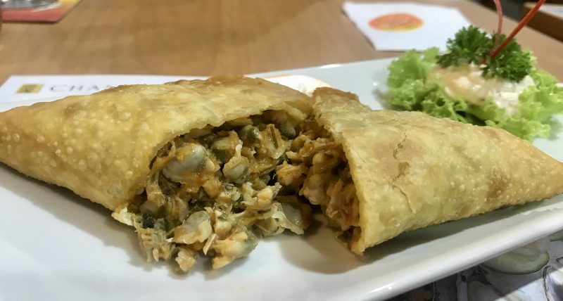 O pastel com 100 gramas de berbig&atilde;o do Box 32 custa R$28,90. – Foto: Divulga&ccedil;&atilde;o/ND