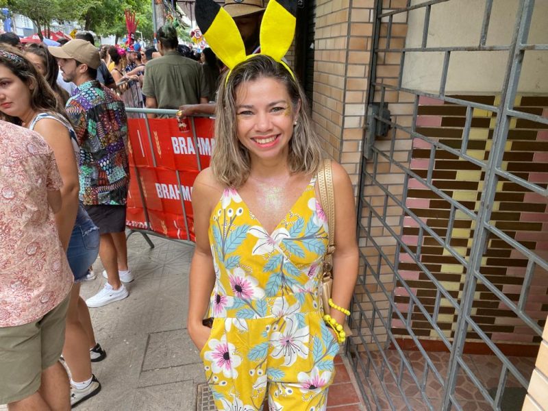 Giselle Elibio, de 43 anos, conta que conseguiu sentir energia da tranquilidade do bloco – Foto: L&iacute;dia Gabriella/Reprodu&ccedil;&atilde;o/ND