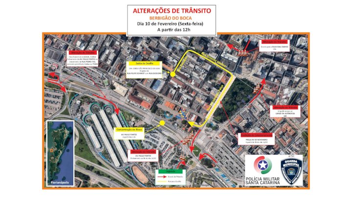 Tr&acirc;nsito sofrer&aacute; altera&ccedil;&otilde;es e principais ruas do Centro de Florian&oacute;polis ter&atilde;o o tr&aacute;fego de ve&iacute;culos restrito – Foto: PMSC/GMF/Divulga&ccedil;&atilde;o/ND