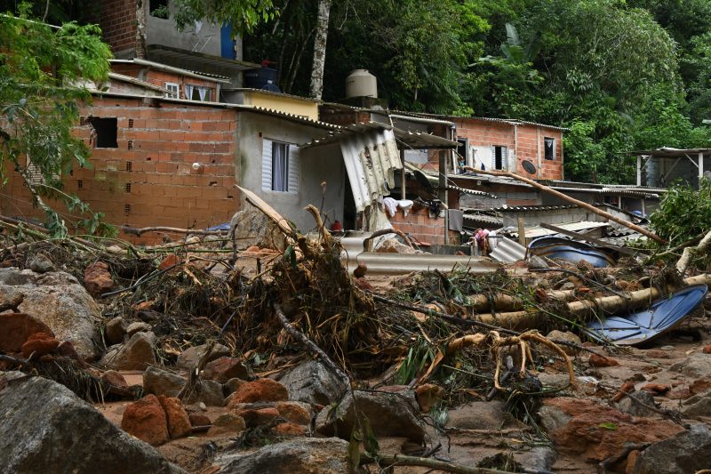 Vista de uma &aacute;rea afetada por enchentes no distrito de Juquehy em S&atilde;o Sebasti&atilde;o, estado de S&atilde;o Paulo – Foto: NELSON ALMEIDA / AFP