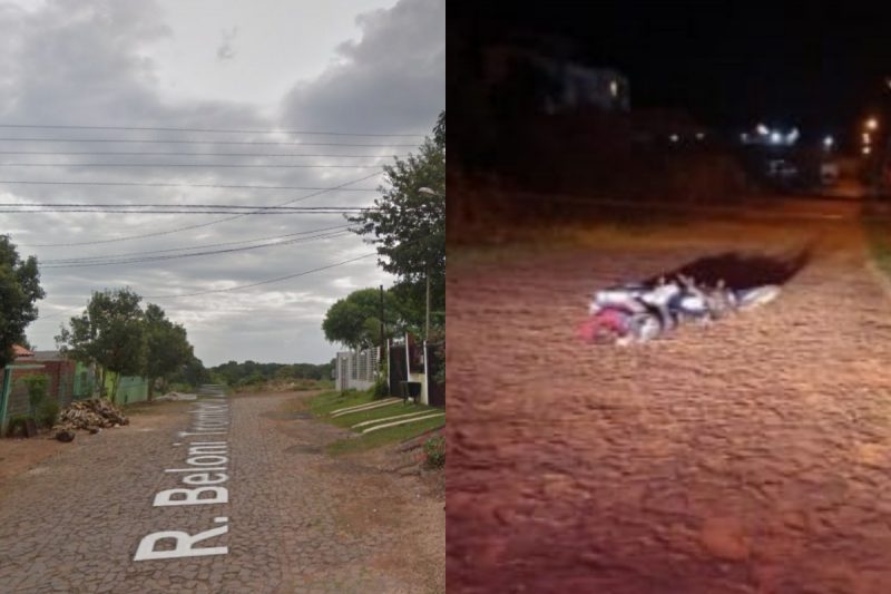 Um homem foi encontrado morto, com marcas de tiro, ao lado de motocicleta em Chapec&oacute;. &mdash; Foto: Google Maps/Pol&iacute;cia Militar/Reprodu&ccedil;&atilde;o/ND