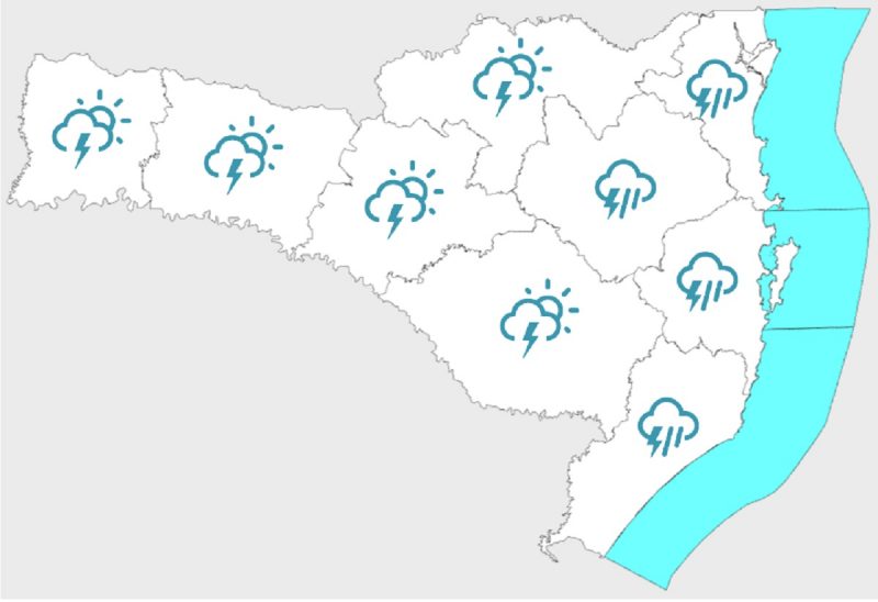 O calor e o avan&ccedil;o de &aacute;reas de instabilidade nesta quinta-feira provocam pancadas de chuva e temporais isolados em todas as regi&otilde;es de Santa Catarina – Foto: Defesa Civil/Divulga&ccedil;&atilde;o/ND
