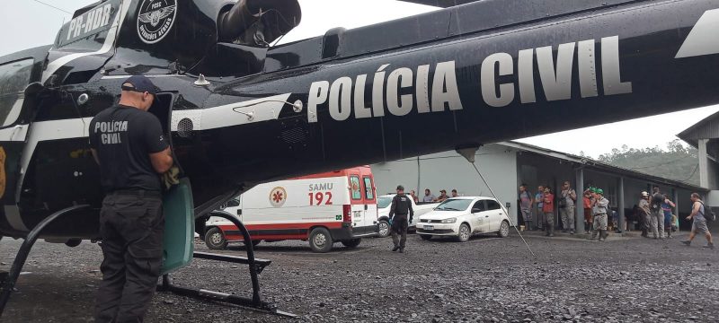 Helic&oacute;ptero da Pol&iacute;cia Civil prestou apoio, mas mineiro morreu no local – Foto: Divulga&ccedil;&atilde;o/ND