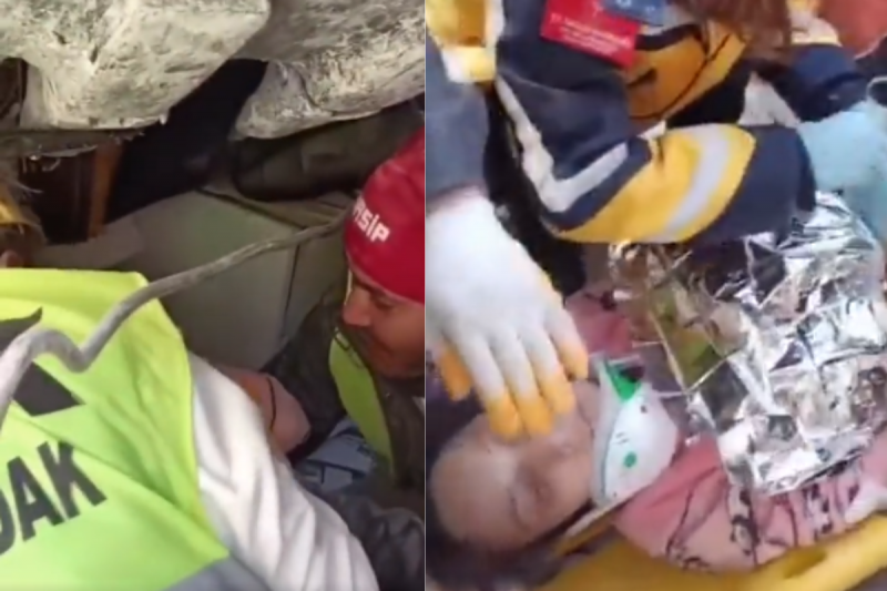 A 26-year-old girl was rescued after being buried under rubble for almost 9 days - Photo: @federicoalves/Reproduction/Twitter/ND