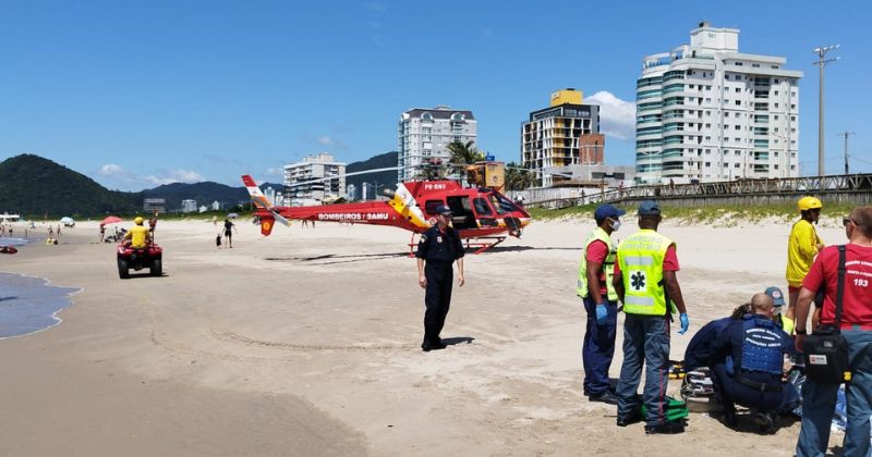 Homem se afogou na praia Central de Navegantes – Foto: CBMSC/Reprodu&ccedil;&atilde;o/ND