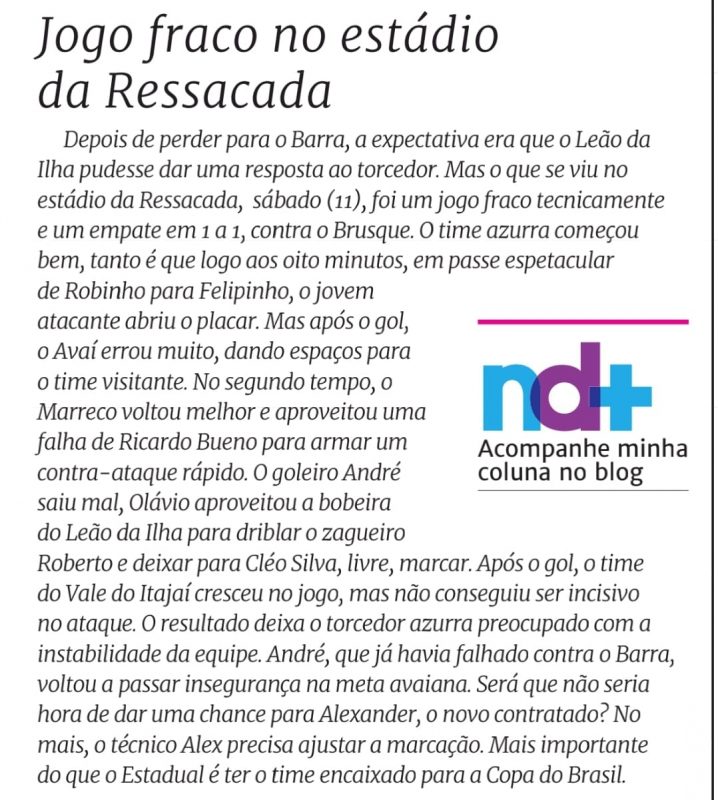 Coment&aacute;rio assinado pela jornalista M&aacute;rcia Becker na coluna de F&aacute;bio Machado do ND Impresso nesta segunda (13). – Foto: nd/reprodu&ccedil;&atilde;o