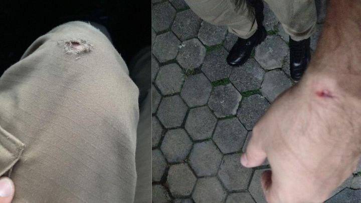 Homem reagiu com agressividade &agrave; pris&atilde;o – Foto: PMSC/Divulga&ccedil;&atilde;o