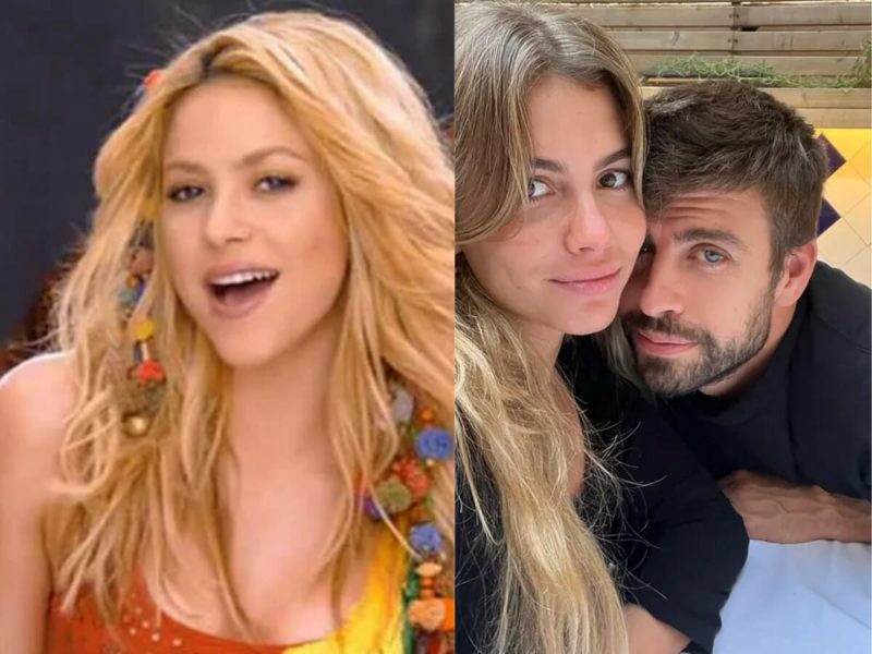 na foto aparecem Shakira, Piqué e namorada do jogador com quem ele traiu a cantora colombiana