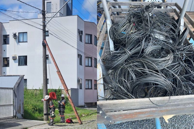 A&ccedil;&atilde;o de despolui&ccedil;&atilde;o visual dos postes iniciou nesta quarta-feira (22) – Foto: Celesc/Divulga&ccedil;&atilde;o/ND