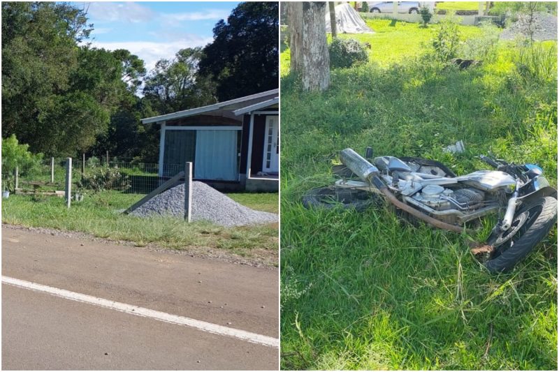 motociclista bateu na cerca de arame