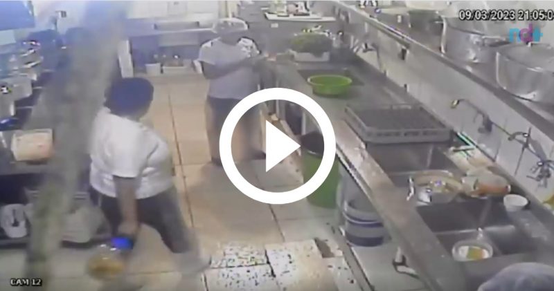 Panela de press&atilde;o explode e mulher morre em seu primeiro dia de trabalho – Foto: C&acirc;mera de seguran&ccedil;a / Reprodu&ccedil;&atilde;o ND