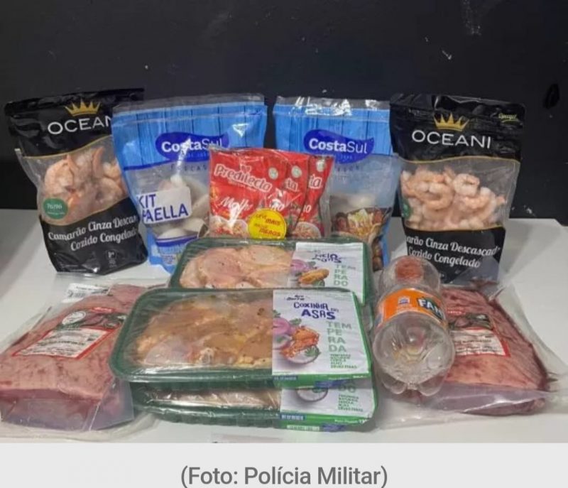 Entre os itens furtados estavam pe&ccedil;as de picanha, camar&otilde;es de v&aacute;rios tamanhos e kit paella – Foto: Divulga&ccedil;&atilde;o/ND