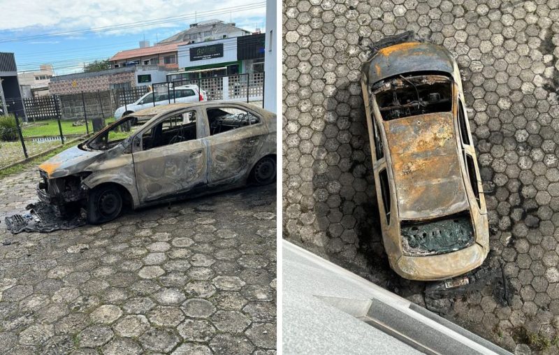 The patio could have been invaded and the car set on fire at dawn – Photo: PCSC/Divugação/ND
