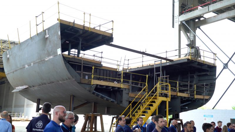 Cerim&ocirc;nia naval marca o in&iacute;cio da constru&ccedil;&atilde;o propriamente dita da embarca&ccedil;&atilde;o – Foto: Altamiro Rosa