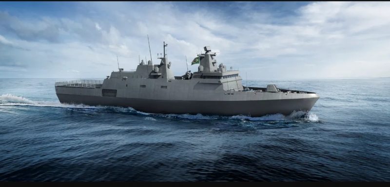 ‘Espinha dorsal’ de fragata da Marinha constru&iacute;da em Itaja&iacute; &eacute; conclu&iacute;da – Foto: thyssenkrupp Estaleiro Brasil Sul/Divulga&ccedil;&atilde;o/ND