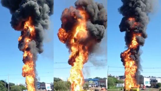 Vídeo mostra ‘torre de fogo’ em explosão de caminhão-tanque na BR-282